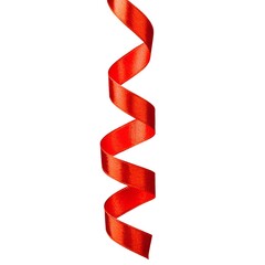Red Curly Ribbon Isolated on White Background