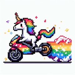 Rainbow Unicorn Motorcycle suitable for editorial use
