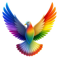 Obraz premium Colorful Parrot, rainbow color dove illustration on transparent background