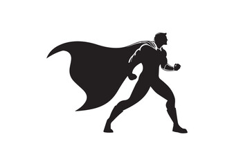 Superhero silhouette black color isolated on white background Vector