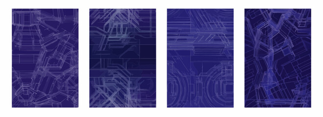 A Blueprint of an Octagon Shaped Structure with Multiple Interco Background Vector Pattern Set Illustration