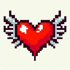 Fototapeta premium Pixelated Heart with Wings Suitable for design inspiration