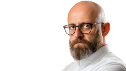 Striking portrait of a bald man, captivating image of masculinity, wisdom, and style