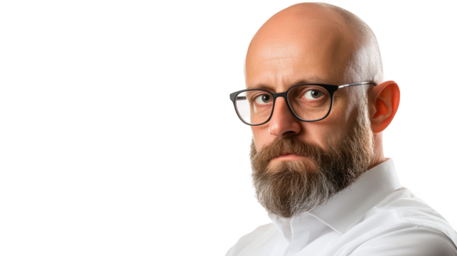 Striking portrait of a bald man, captivating image of masculinity, wisdom, and style