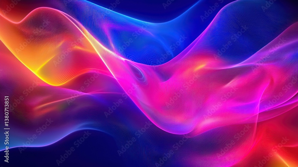 Poster a beautiful display of vivid colors and dynamic forms in a striking digital composition.
