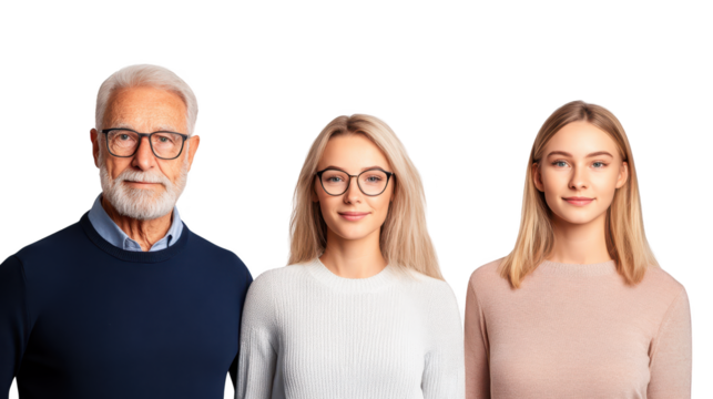 Stylish individuals in glasses, a portrait of modern connection and vision three