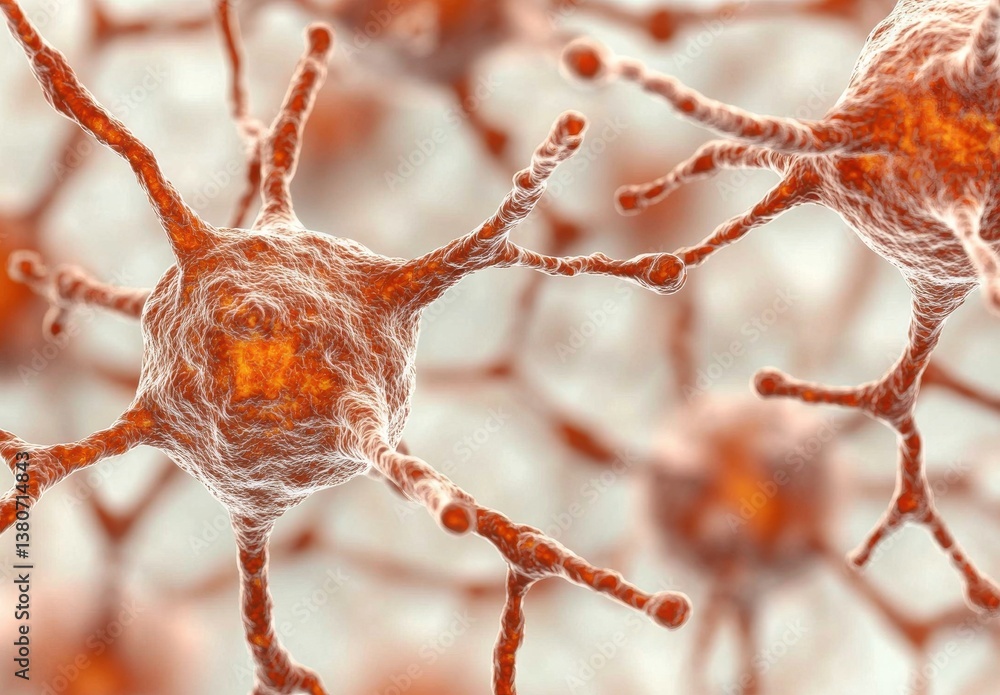 Aufkleber detailed close-up of neurons in a neural network structure