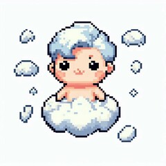 Obraz premium Cute Pixel Child in Cloud Suitable for Design Inspiration