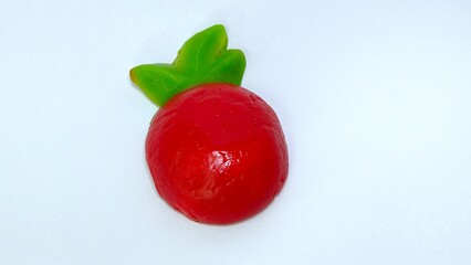 Kue Ku or red tok cake is a traditional Indonesian cake made from sticky rice and sweet green beans inside. white background