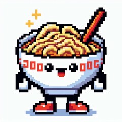 Cute Pixel Art Noodles Bowl Suitable for Design Inspiration