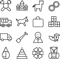 Children toys Icons Vector Art
