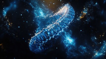 Glowing cosmic ring in deep space surrounded by nebula and stars