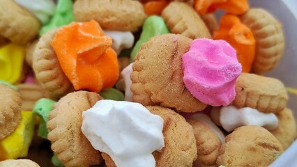 Tiny Star Biscuit photographed up close, biscuits with colorful sugar toppings, suitable for catalog photos, recipes and so on.