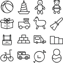 Children toys Icons Vector Art