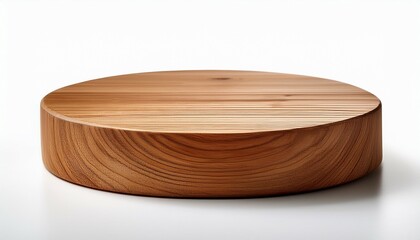 round wooden podium isolated on white background