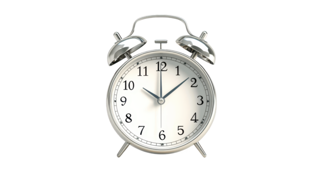 Classic alarm clock on black background, time management, wakeup tool
