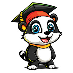 Panda with graduation hat vector illustration 