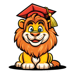 Proud Lion with Graduation Hat Silhouette – Symbol of Achievement