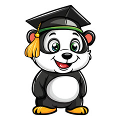 Panda with graduation hat vector illustration 