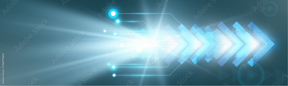 Aufkleber Futuristic speed background with glowing arrows and motion blur. digital abstract technology concept with fast moving elements.
