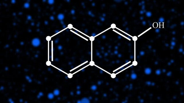Naphthol chemical compound moleccular structure. Vector illustration. 4k