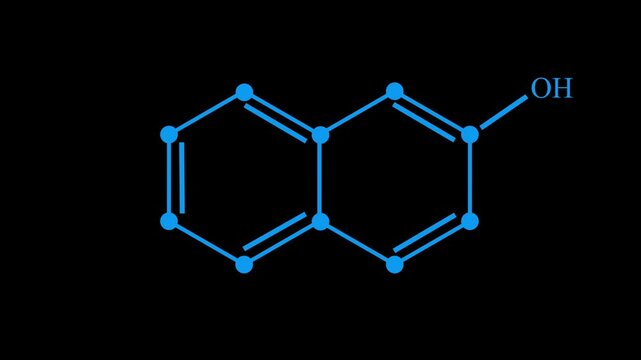 Naphthol chemical compound moleccular structure. Vector illustration.