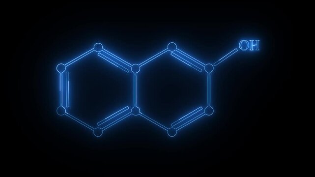 Naphthol chemical compound moleccular structure. Vector illustration. 4k