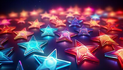 neon stars arranged on a dark surface