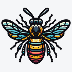 Insect Bee Color Illustration Vector Template stock illustration