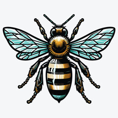 Insect Bee Color Illustration Vector Template stock illustration