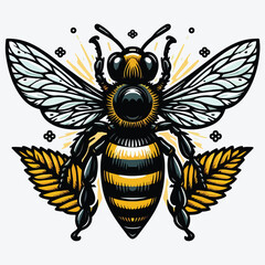 Insect Bee Color Illustration Vector Template stock illustration