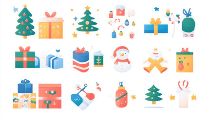 Collection christmas gift boxes. Flat design christmas gift box. Vector christmas gift box