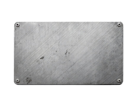 A metal plate with a rough texture and a silver color. The plate is rectangular in shape and has a silver color