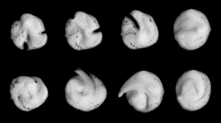 Soap bubbles in the background with a bathtub shot from above. An abstract is a transparent surface product.