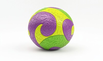 Colorful textured ball on white background for play or design