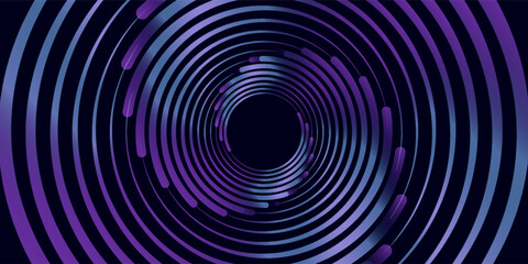 Obraz premium Blue abstract background with glowing circles. Swirl circular lines pattern. Geometric spiral. Twirl element. Modern graphic design. Futuristic technology concept.