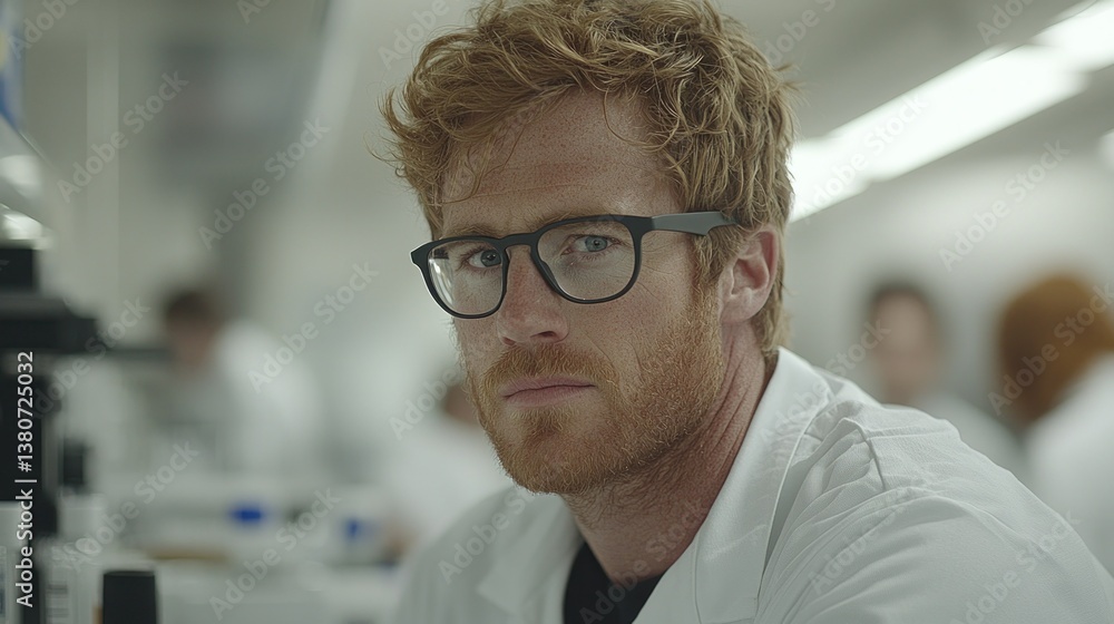 Poster focused scientist in a laboratory setting
