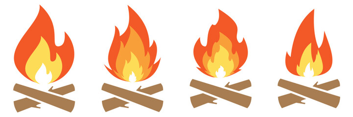 Set of campfire icon bonfire symbol of vector illustration