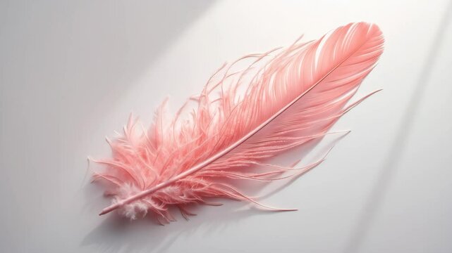 Lovely coral pink feather set against a background.