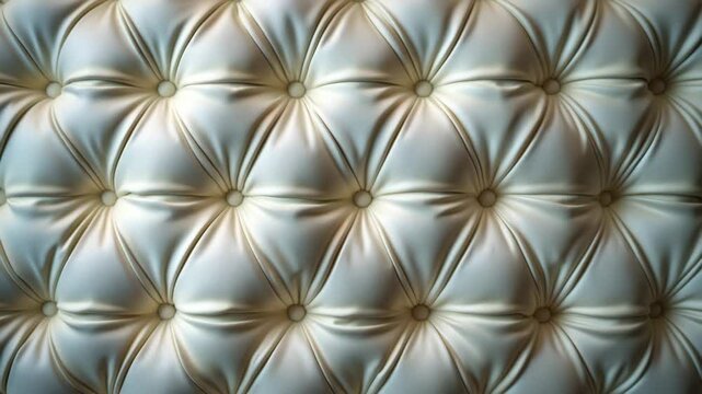 Background texture of tufted upholstery for furniture or wall panels featuring a deep diamond design, close-up.