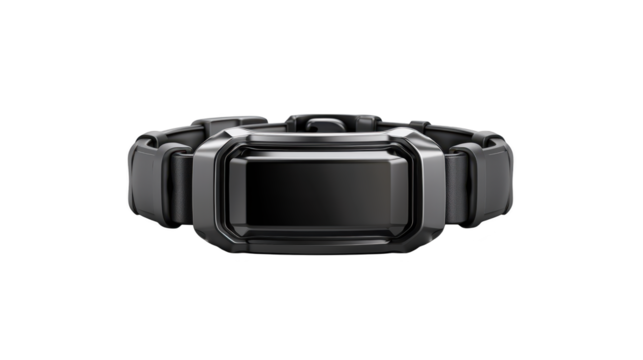Black smartwatch on display, explore modern technology and convenient digital timepiece.