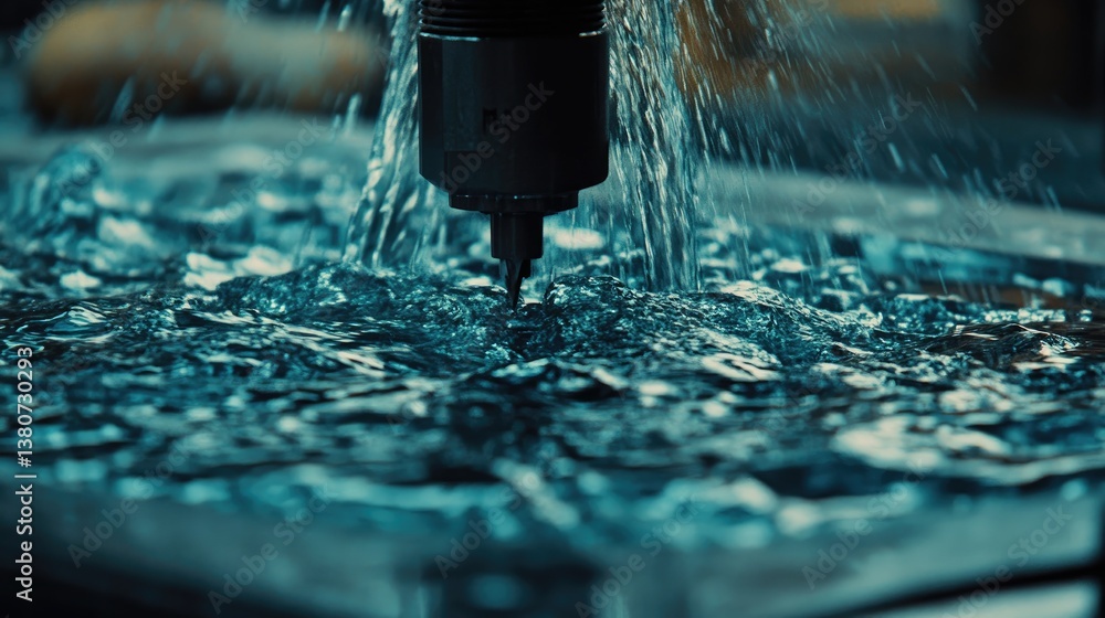 Poster close-up of a cnc machine cutting metal sheets with precision technology.