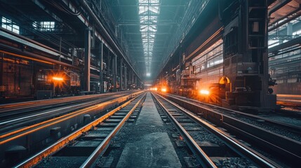 Fototapeta premium Cold-rolled steel production line with automated machinery processing thin metal sheets.