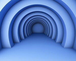 Obraz premium Abstract Blue Tunnel with Layered Arches and Smooth Surface Design