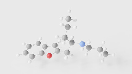 benzofuranylpropylaminopentane molecule 3d, molecular structure, ball and stick model, structural chemical formula antidepressants