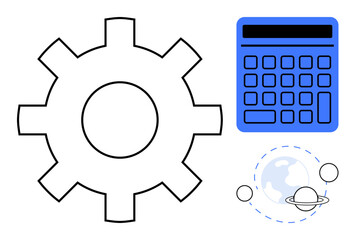 Gear for mechanics, calculator for calculation and optimization, planetary orbit for space science and systems. Ideal for innovation, engineering, education, finance, technology, growth process