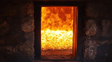 Giant industrial furnace processing raw materials at extreme temperatures.