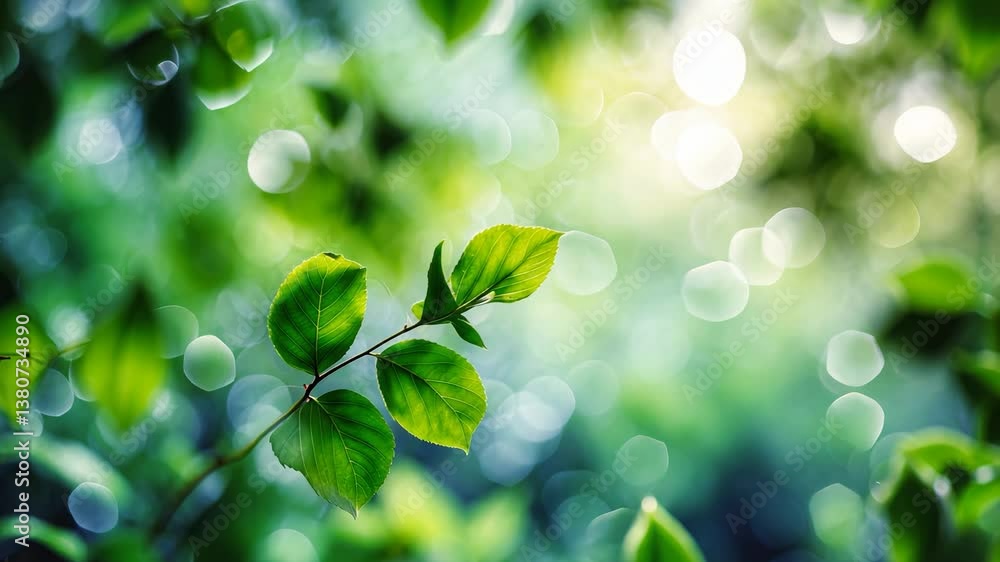 Poster abstract blur of a leaf on a blurred green backdrop with copy space utilized as a background concept