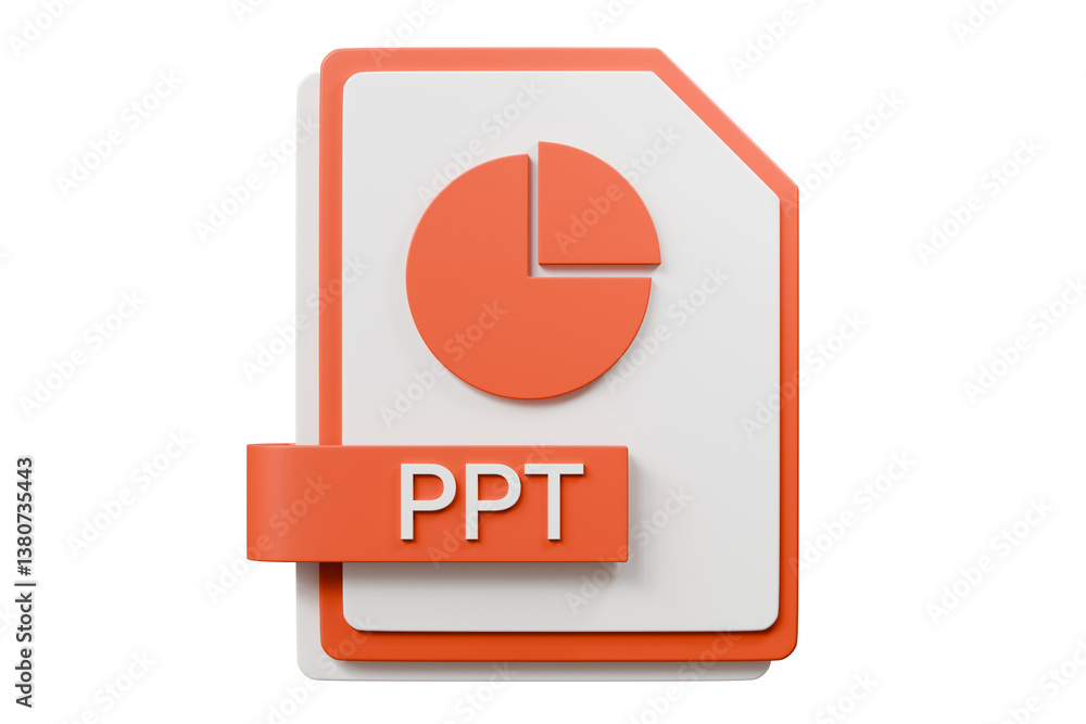 Fototapete 3d file folder document ppt icon. minimal word ppt presentation document icon. document form. busine