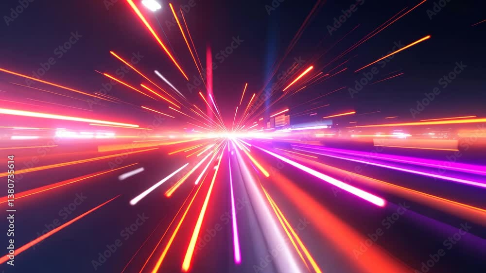 Poster abstract background featuring defocused light motion blur. radiant backdrop, sparkling shiny lines w